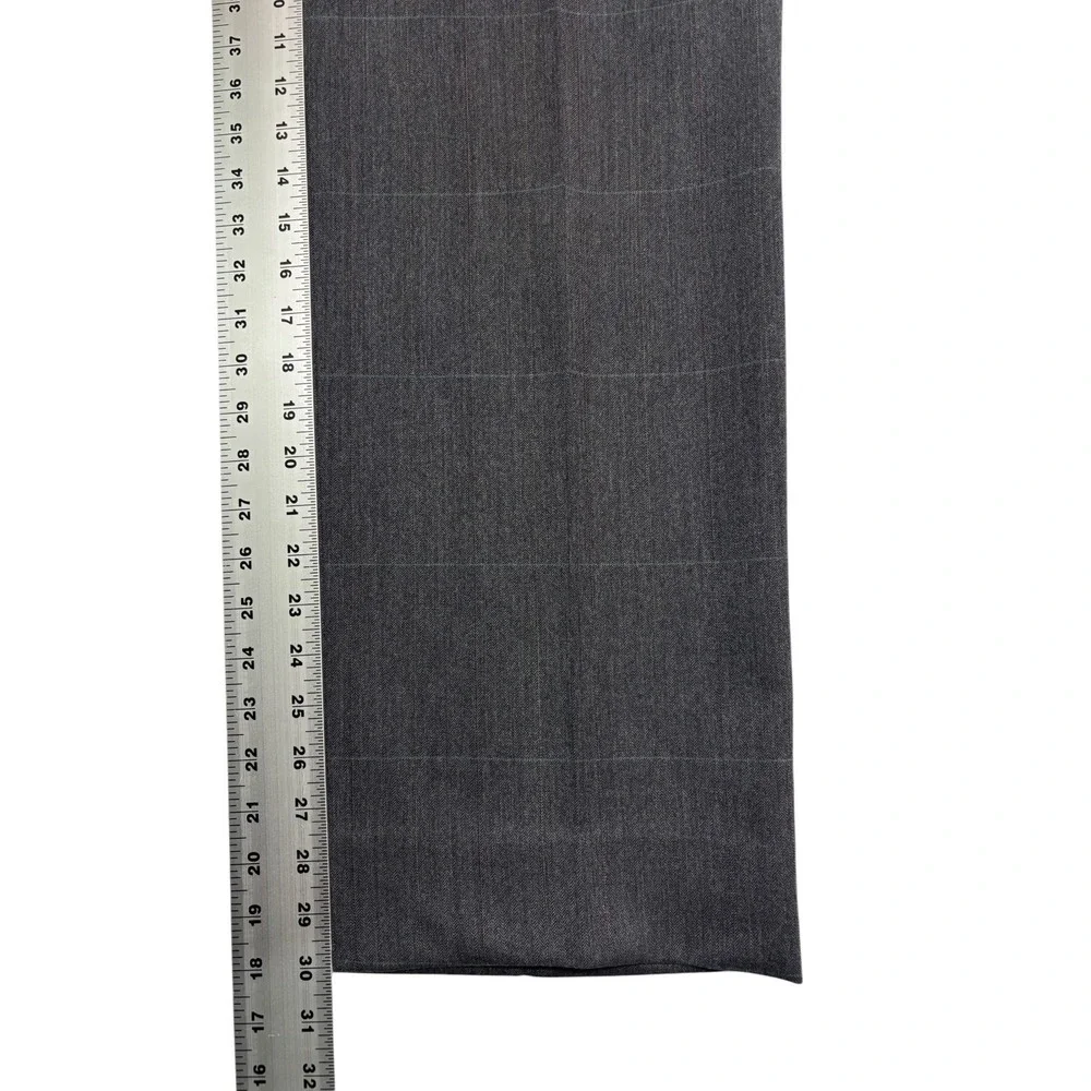 vtg 90s USA Made 38R 32x30 Gray Herringbone Stripe 2pc Pant Suit Wool Wide Leg